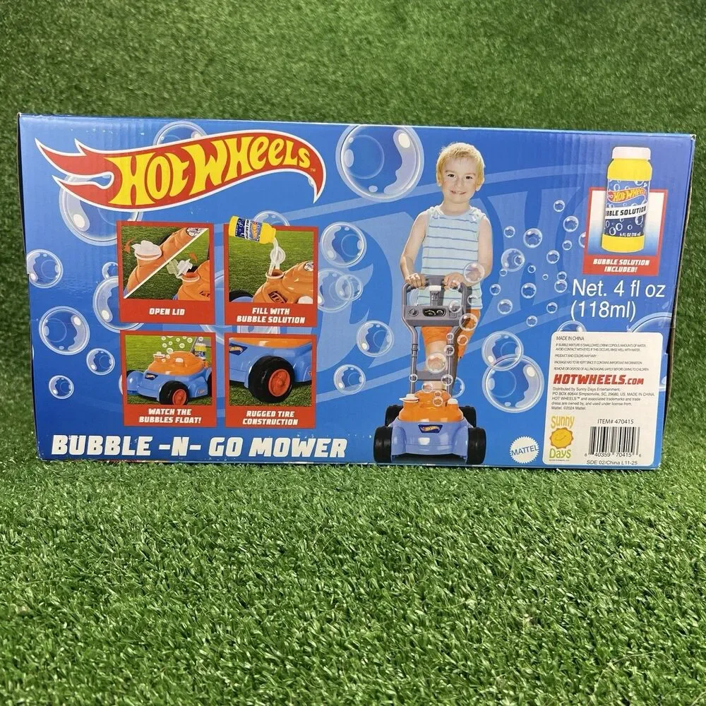 Hot Wheels Bubble Lawn Mower Toddlers Summer Toy Indoor Outdoor‎ Garden Birthday